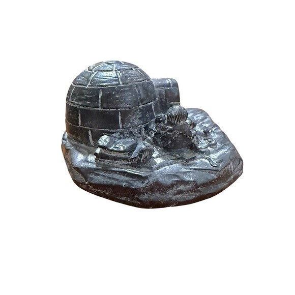 A Wolf Original Black Vtg Inuit Eskimo Igloo Soapstone Sculpture Made in Canada - Picture 4 of 8